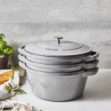 STAUB 12cm　グレー　2個 Staub Dutch Oven - 7-qt Cast Iron Cocotte - Graphite Gray