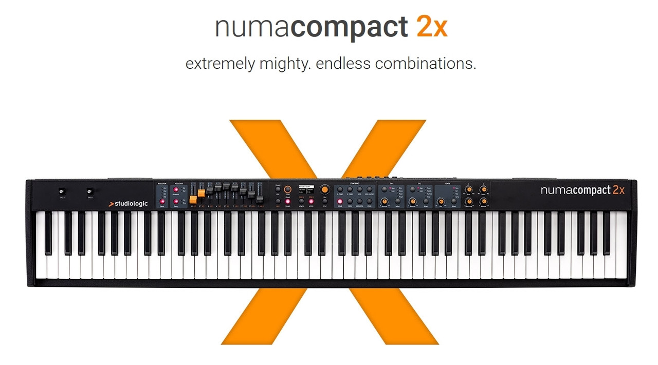 Studiologic Numa Compact 2x 88-key Semi-Weighted Keyboard with Aftertouch  88-key Digital Stage Piano/MIDI Controller with Semi-weighted Action, 