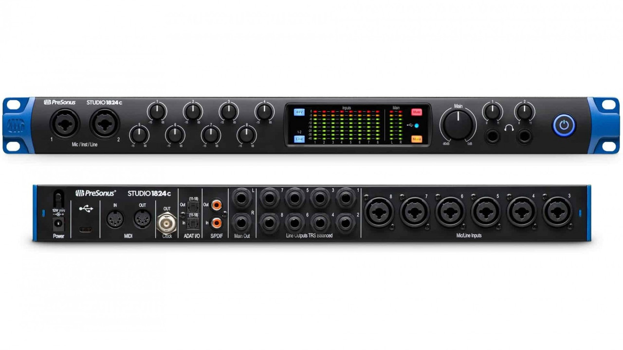 PreSonus Studio 1824c USB-C Audio Interface 18-in/18-out USB-C Audio  Interface with 8 XMAX Preamps, ADAT I/O, S/PDIF I/O, MIDI I/O, Word Clock  Output, 