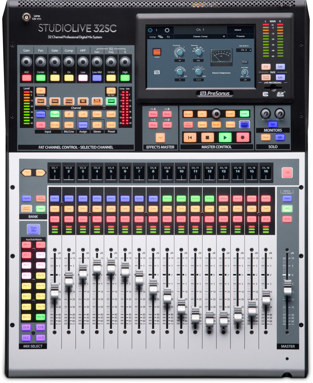PreSonus StudioLive32-32-channel Rackmountable Digital Mixer with 16 Microphone Preamps, Motorized Faders, 64-in/64-out USB Audio Interface, AVB Networking, FLEX DSP Engine, SD Card Recorder, DAW Control, and Software - Musical Garage SCH