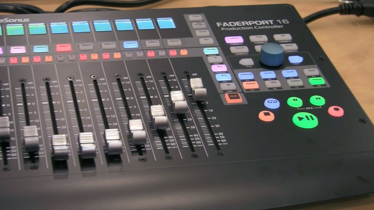 PreSonus Faderport 16 Production Controller USB Control Surface with 16  Touch-sensitive Motorized Faders, 16 Scribble Strip Displays, and  Footswitch