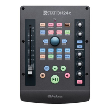 PreSonus ioSTATION 24c 2x2 USB-C Audio Interface Production Controller 2-in/2-Out 2 XMAX Preamps, 100mm Motorized Fader, Transport Control with Solo, Mute, and Record Arm, Studio One Artist DAW,  Studio Magic Plug-in Suite - Mac/PC