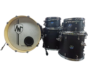 AkustikWorks - Custom Drum series -    6 piece Shell Pack- Black Matte Finish, with 10” and 12” RackToms, 14” and 16” FloorToms, 14" Snare And 22” BassDrum - (14” Floortom Can be used as a SNOM Snare/Tom)
