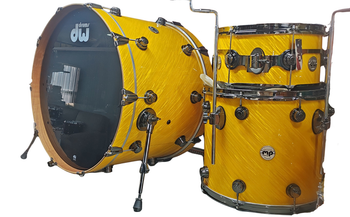 DW Collector's Series 3-Piece Shell Pack Twisted Yellow FinishPly - 13" Racktom, 14" FloorTom , and 22" Bass Drum