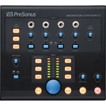 PreSonus Monitor Station V2 Desktop Monitor Controller with Input and Output Routing, 4 Headphone Outs with Individual Levels, Source Selection, S/PDIF Digital Input, and Talkback Mic - Black