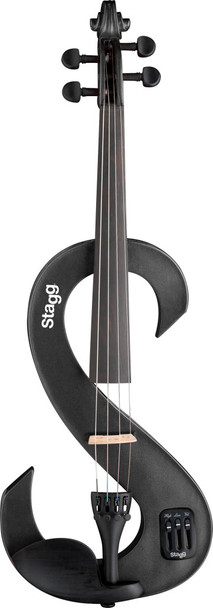 Stagg EVN 4/4-Size Silent Violin Set with Case - Metallic Black