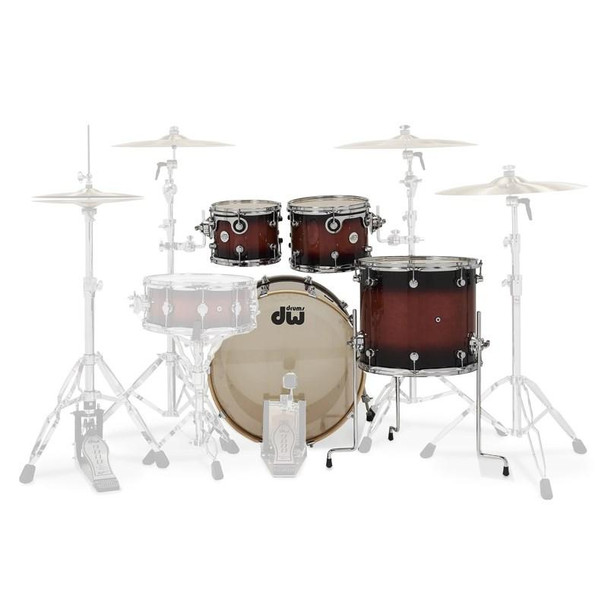 DW Design Series 4-piece Shell Pack - Tobacco Burst 4-piece Maple Shell Pack with 10" and 12" Toms, 16" Floor Tom, and 22" Bass Drum - Tobacco Burst