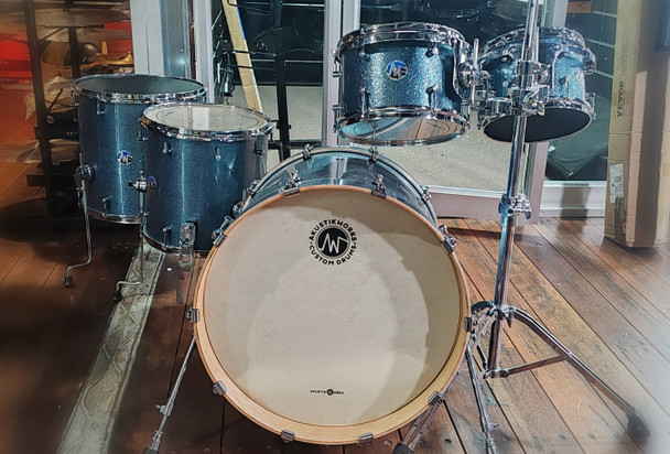 Copy of AkustikWorks - Custom Drum series -    6 piece Shell Pack- Ocean Sparkle Finish, with 10” and 12” RackToms, 14” and 16” FloorToms, 14" Snare And 22” BassDrum Mapa Burl - (14” Floortom Can be used as a SNOM Snare/Tom)