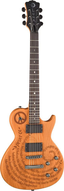 Luna-Apollo-Peace-Grabado-Guitarra Electrica LP Satin Mahogany - Etched Design
