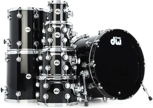 DW Collector's 7pc Maple SSC Kit - Gloss Black  7x8",  8x10",  9x12"Tom, 12x14", 14x16" Floor Tom, 18x22" BassDrum, 6.5x14" Snare