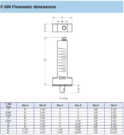 Blue-White 2 Inch PVC Flowmeter 20-120 GPM - F-30200P