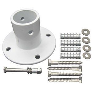 Perma-Cast PF-3119-A White Aluminum Deck Flange with Hardware 1.90"