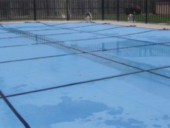 18 ft x 36 ft Light Weight Solid Pool Safety Cover - Blue - 20 yr - Center End Step