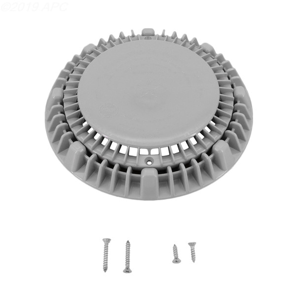 AquaStar 8" Low Profile Suction Outlet Cover - Vented Riser & Ring - White - LP8AVWR101