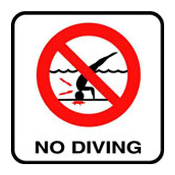 Pool No Diving Image Vinyl Stick On 6 In x 6 In - Deck