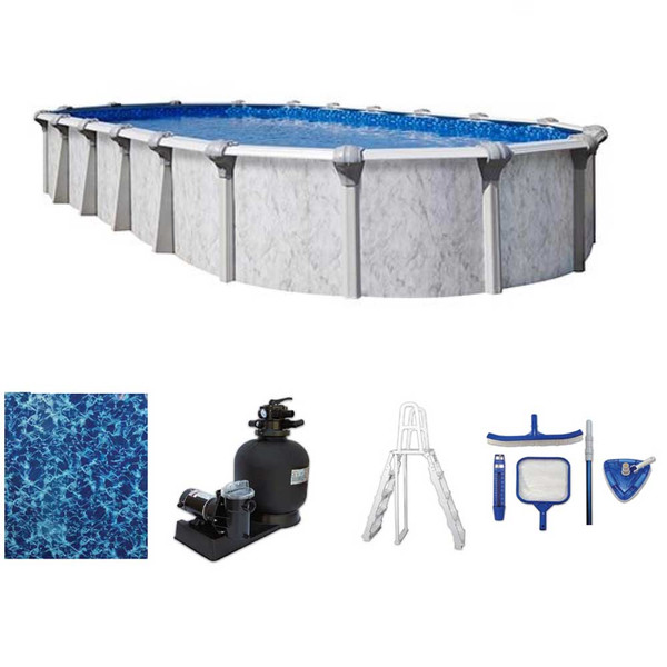 Bermuda 16' x 24' Oval 52" Resin Frame Above Ground Pool Package - NB7218P