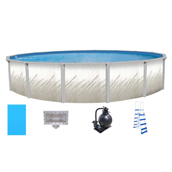 Whispering Springs 15' Round 52" Steel Swimming Pool Package w/ A Frame Ladder - NB7502PS
