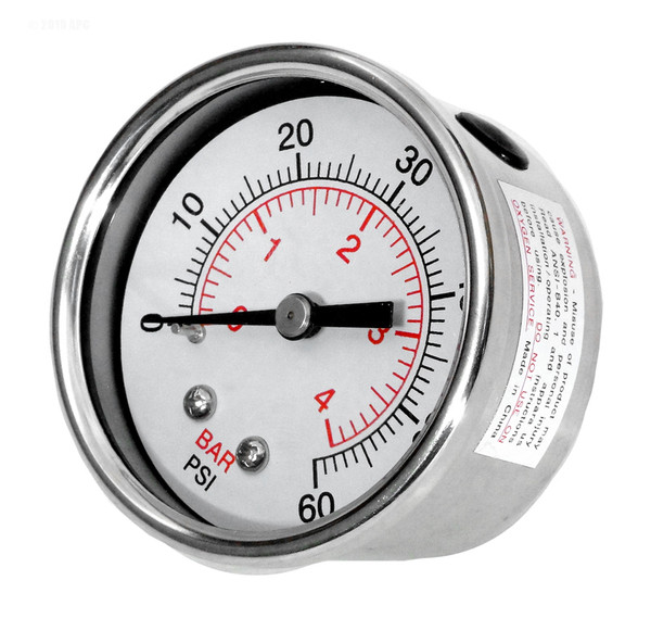 Waterway 830-4000SS Filter Pressure Gauge - Back Mount