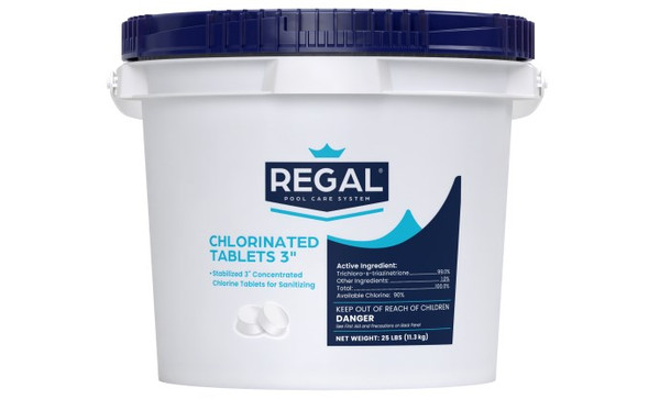 Regal 25 lb 3" Chlorinated Tabs Unwrapped Pail