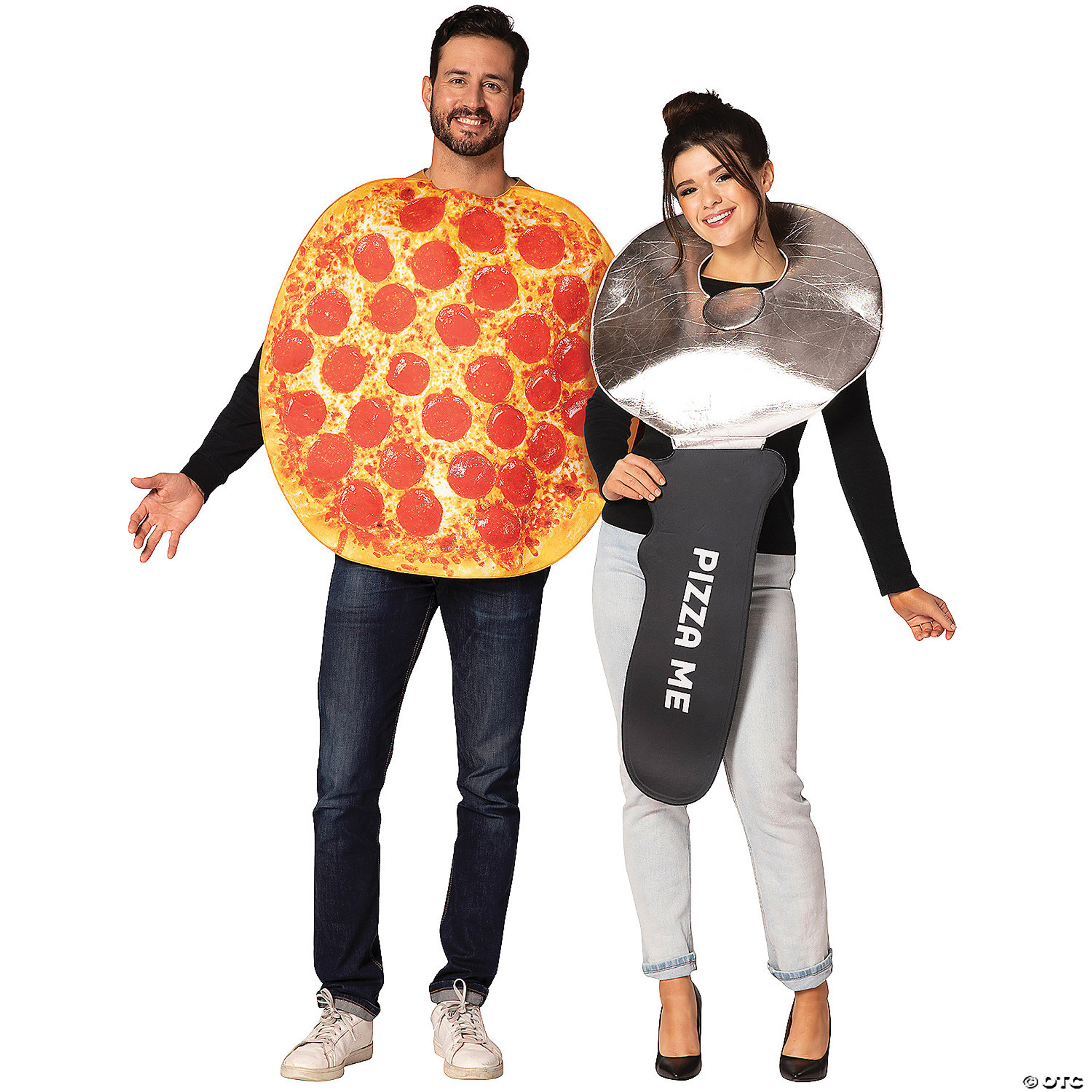 Pepperoni Pizza & Pizza Cutter Adult Couples Costume - Halloween FX Props