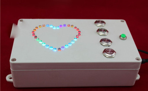 4-Button Heart-Shaped RGB Light Box - Escape Room Prop