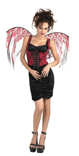 WINGS RED LACE BLACK CORSET