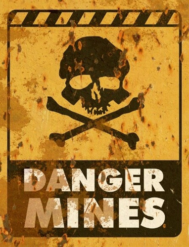 Danger Mines Signs - Halloween Decor Prop Road and Lawn Decoration Sticker