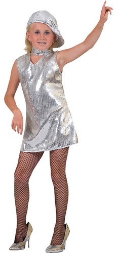 DISCO DRESS SILVER CHILD MED