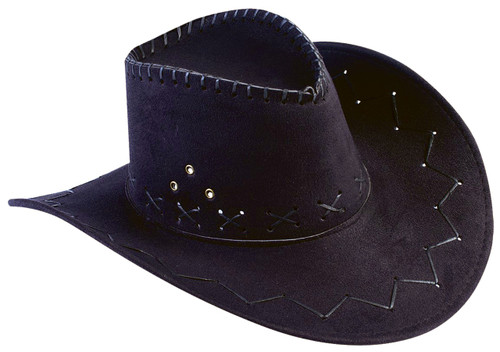 HAT COWBOY FLOCKED BLACK ADULT