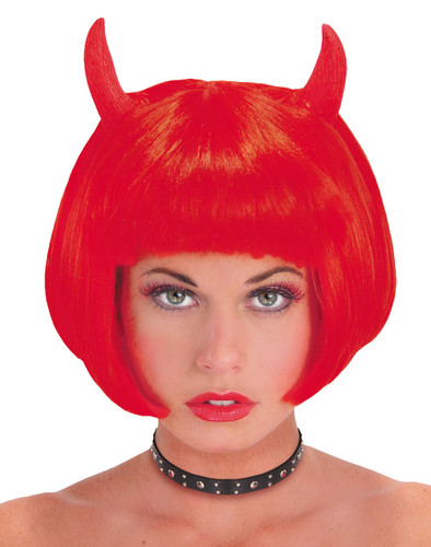 WIG DEVIL RED WITH HORNS