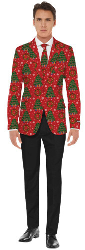 CHRISTMAS TREES JACKET/TIE LG