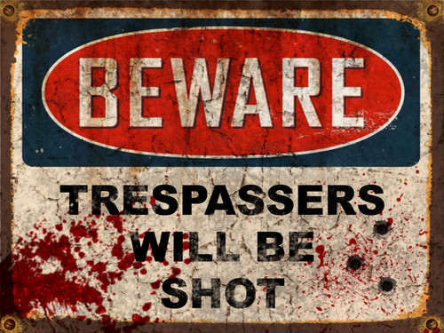 Beware Trespassers Will Be Shot- Halloween Decor Prop Road and Lawn Decoration Sticker