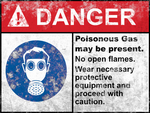 Danger Poisonous Gas Sign - Halloween Decor Prop Road and Lawn Decoration Sticker
