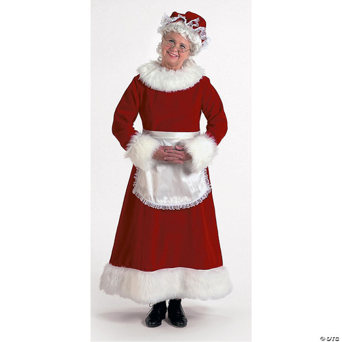 Womens Burgundy Velvet Mrs. Claus Costume - Medium