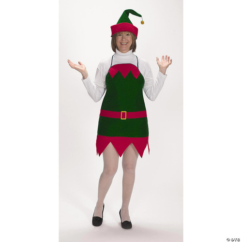 Adult's Elf Christmas Apron & Hat Set