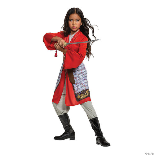 Girl's Classic Mulan Hero Red Dress Costume - Medium