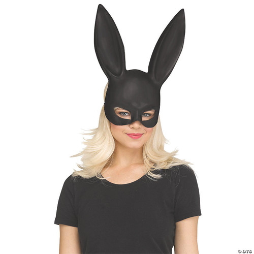 Adult Matte Black Bunny Mask