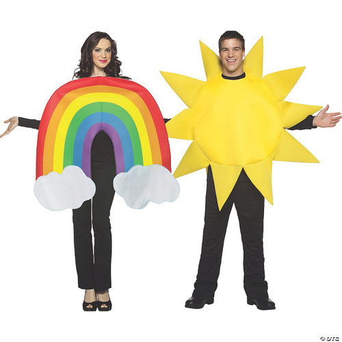 Adult Rainbow and Sun Couple Costumes