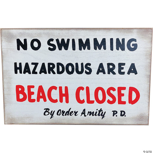 Jaws No Swimming Wood Sign