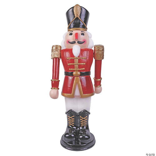 Outdoor 36" Red & White Nutcracker with Moving Arms