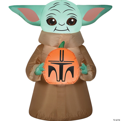 Blow Up Inflatable Star Wars The Mandalorian The Child with Pumpkin Outdoor Yard Decoration
