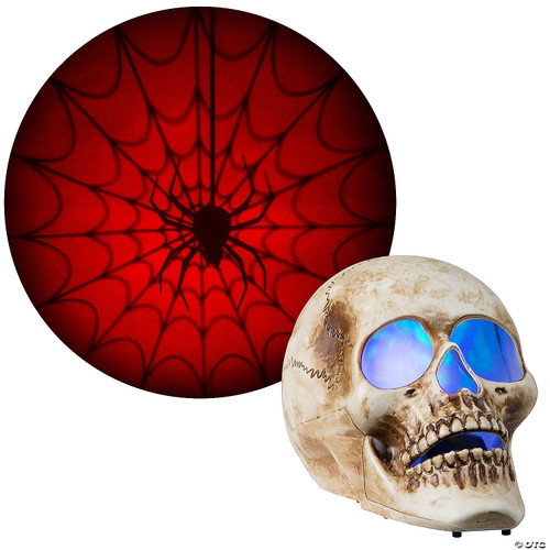 Blazing Scenes  10-inch Skull with Red Spider Web Projection