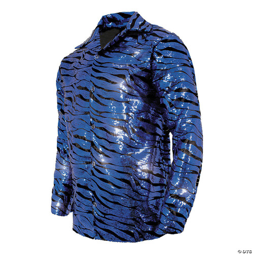 Adult Blue Sequin Tiger Shirt - Standard