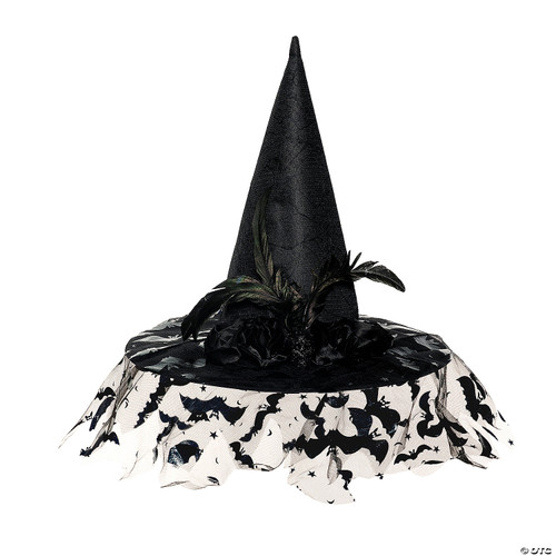 WITCH HAT DELUXE W VEIL BLK