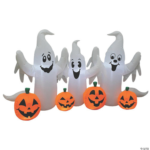 73" Blow Up Inflatable Ghosts with Pumpkins Outdoor Halloween Yard Decoration