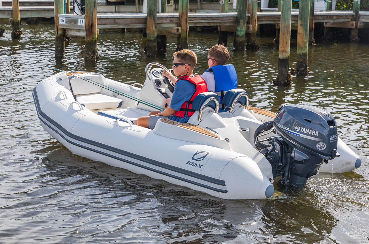Zodiac Yachtline 360 Console RIB with Yamaha 40hp Outboard at Boat