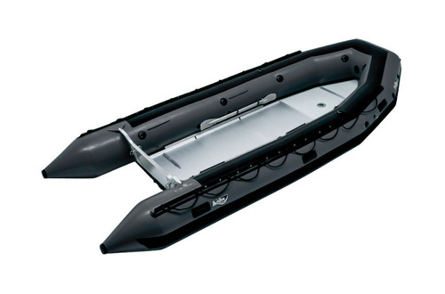 Achilles SU-16 sport utility inflatable boat with black tubes.