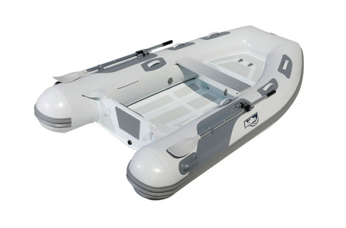 Achilles HB-270AX rigid hull inflatable boat with oars.