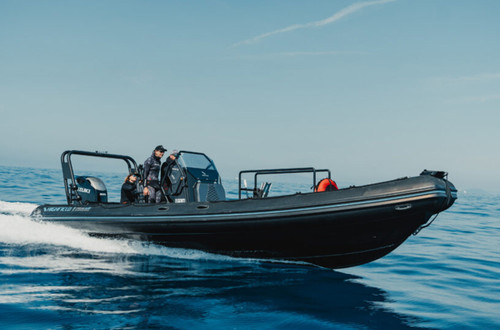 Highfield Patrol 860 with Twin 250hp Outboards in action.