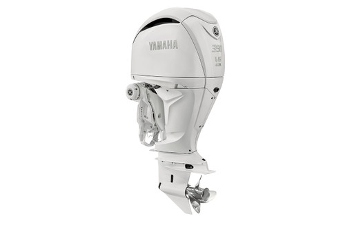 Yamaha 350hp Outboard White DEC F350USA2 Profile View.